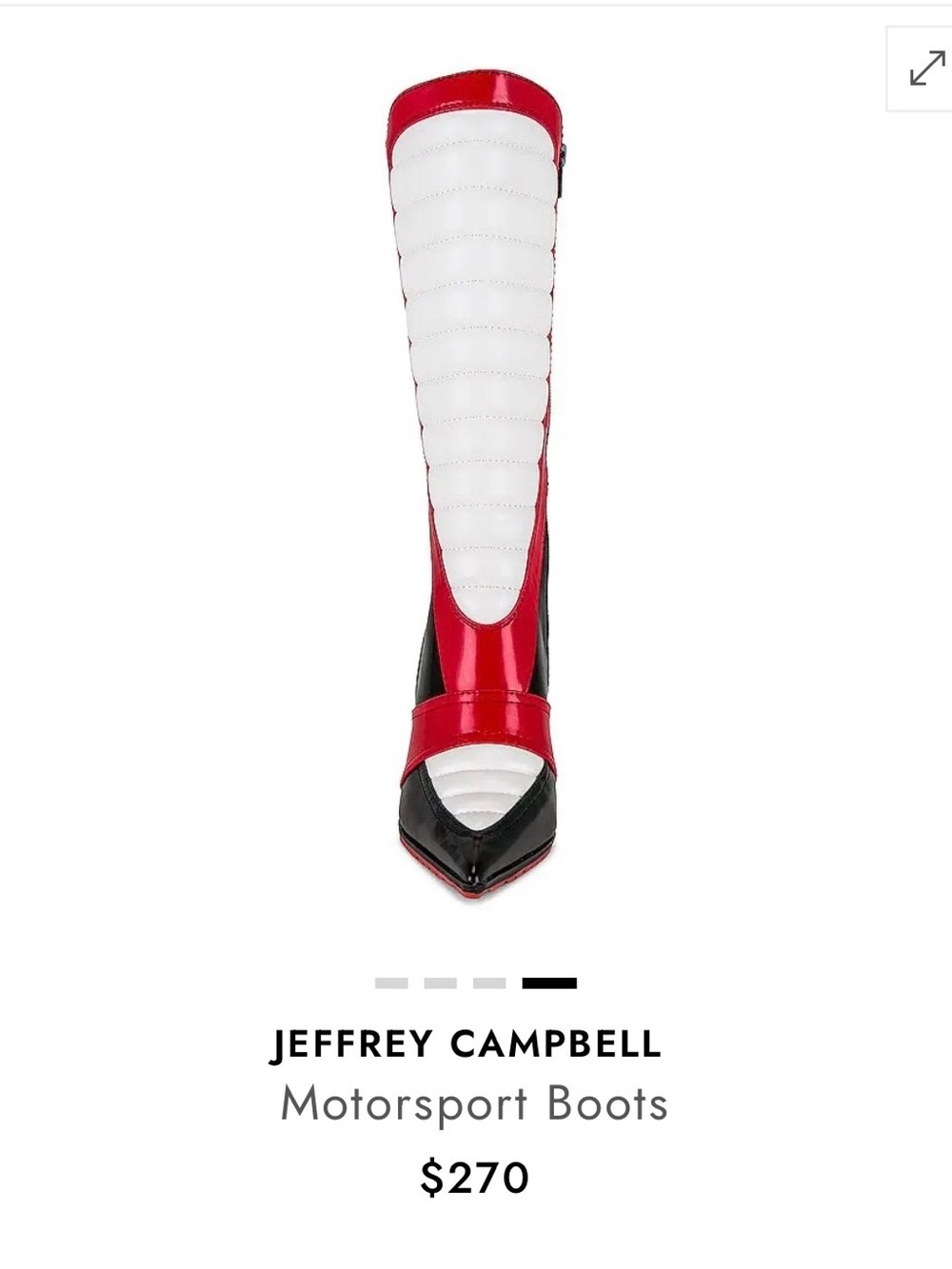 Jeffrey Campbell Red White and Black Motorsport Stiletto Boots